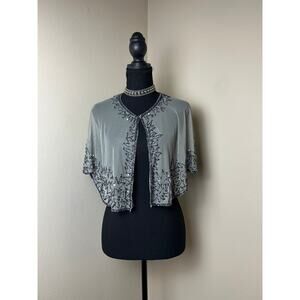 vintage beaded mesh shawl sheer sparkly prom wedding gatsby fairy evening wrap